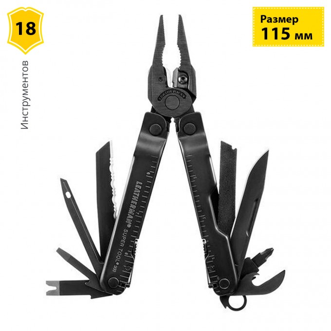 Мультитул LEATHERMAN SUPER TOOL 300 M BLACK с нейлоновым чехлом 832758